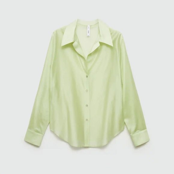 Mango satin lyocell light green shirt NWT - Picture 2 of 8